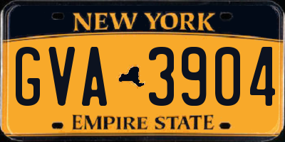 NY license plate GVA3904