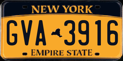 NY license plate GVA3916