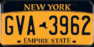 NY license plate GVA3962