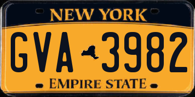 NY license plate GVA3982