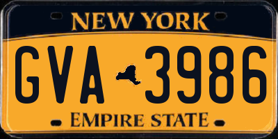 NY license plate GVA3986