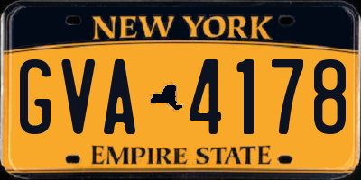 NY license plate GVA4178