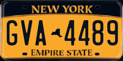 NY license plate GVA4489