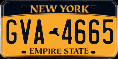 NY license plate GVA4665