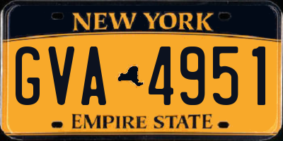 NY license plate GVA4951