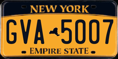 NY license plate GVA5007