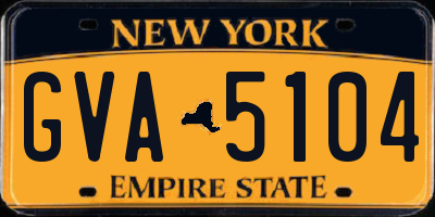 NY license plate GVA5104