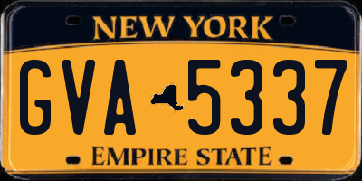 NY license plate GVA5337
