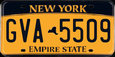NY license plate GVA5509