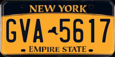 NY license plate GVA5617