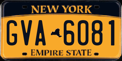 NY license plate GVA6081