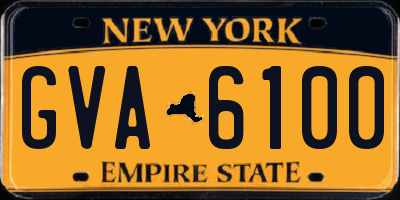 NY license plate GVA6100