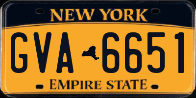 NY license plate GVA6651