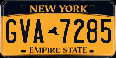 NY license plate GVA7285