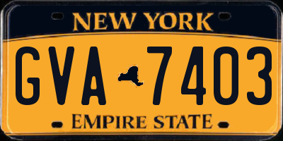 NY license plate GVA7403