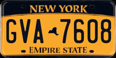 NY license plate GVA7608