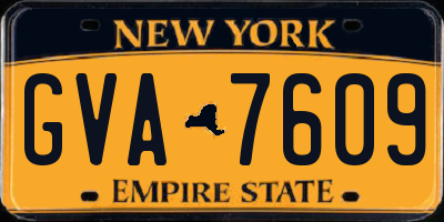 NY license plate GVA7609