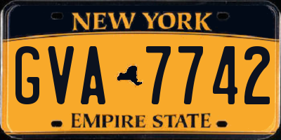 NY license plate GVA7742
