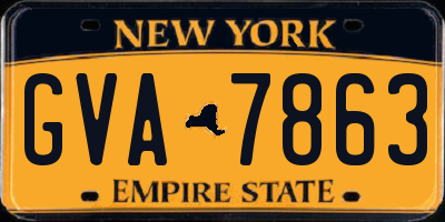 NY license plate GVA7863