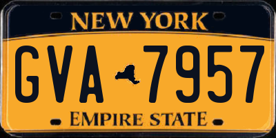 NY license plate GVA7957