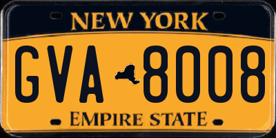 NY license plate GVA8008
