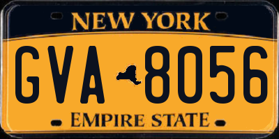 NY license plate GVA8056