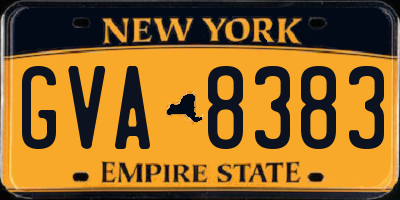 NY license plate GVA8383