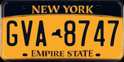NY license plate GVA8747