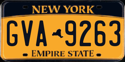 NY license plate GVA9263