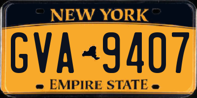 NY license plate GVA9407