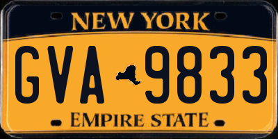 NY license plate GVA9833