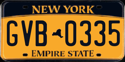 NY license plate GVB0335