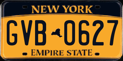 NY license plate GVB0627