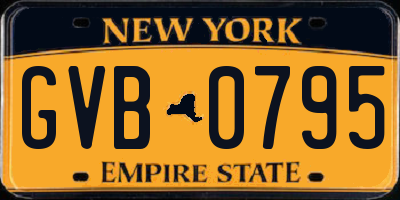 NY license plate GVB0795