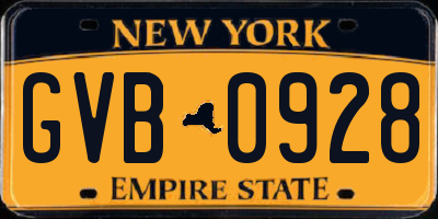 NY license plate GVB0928