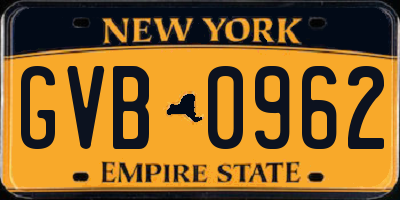 NY license plate GVB0962