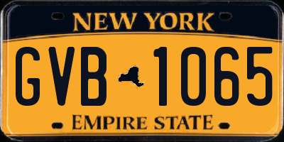 NY license plate GVB1065