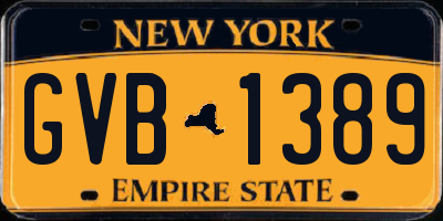 NY license plate GVB1389