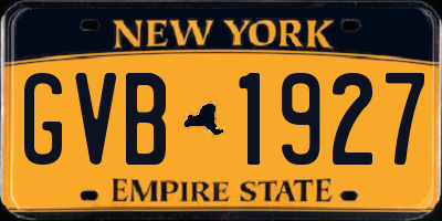 NY license plate GVB1927