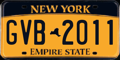 NY license plate GVB2011