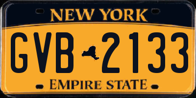 NY license plate GVB2133