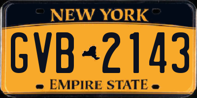 NY license plate GVB2143