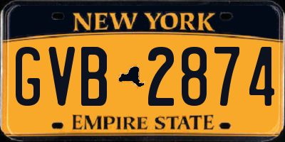 NY license plate GVB2874