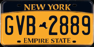 NY license plate GVB2889