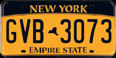 NY license plate GVB3073