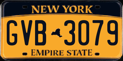 NY license plate GVB3079