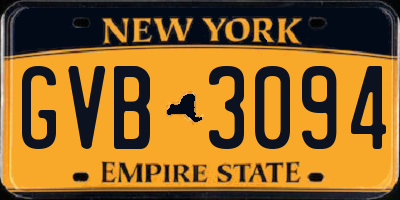 NY license plate GVB3094