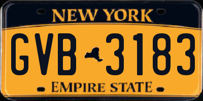 NY license plate GVB3183