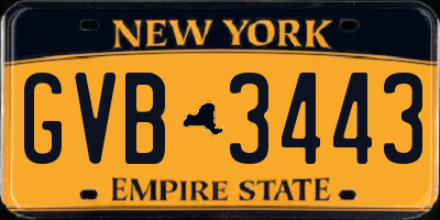 NY license plate GVB3443