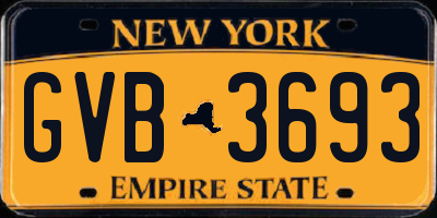 NY license plate GVB3693